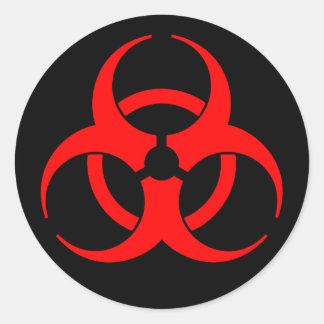 Red Biohazard Symbol Sticker