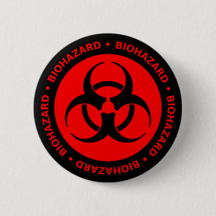 Red Biohazard Warning Button