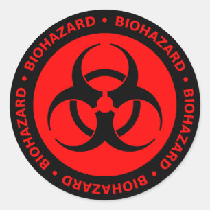 Red Biohazard Warning Classic Round Sticker