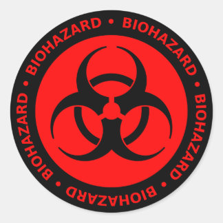 Red Biohazard Warning Classic Round Sticker
