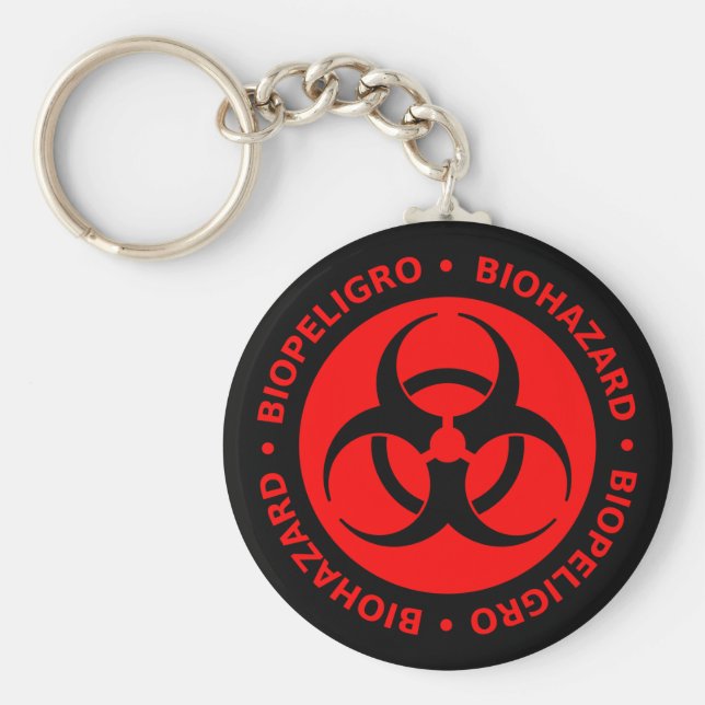 Red Biohazard Warning Keychain (Front)
