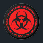 Red Biohazard Warning Magnet<br><div class="desc">Biohazard - red lettering with biohazard symbol.</div>