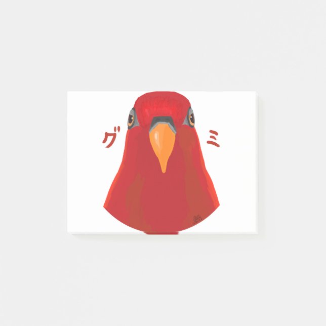 Red birb “GUMI” Post-it Notes (Front)