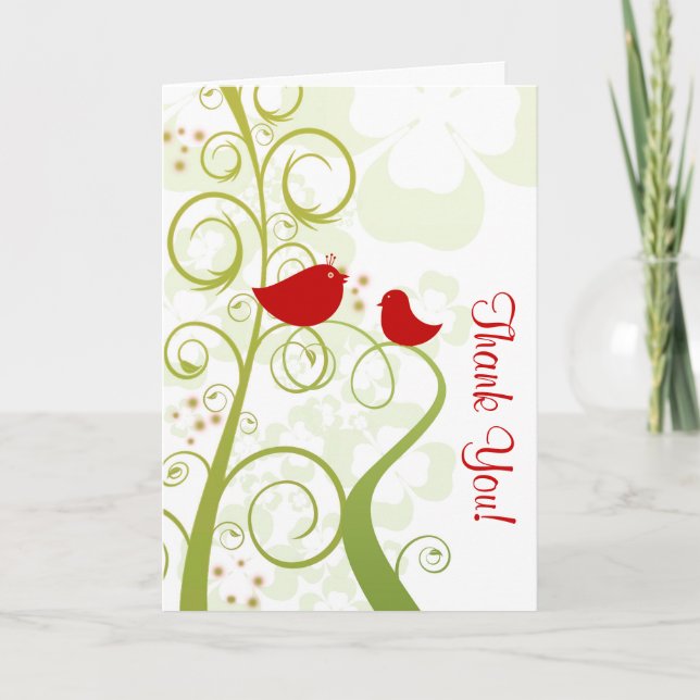 Red Bird All Ocassion Thank You Note (Front)