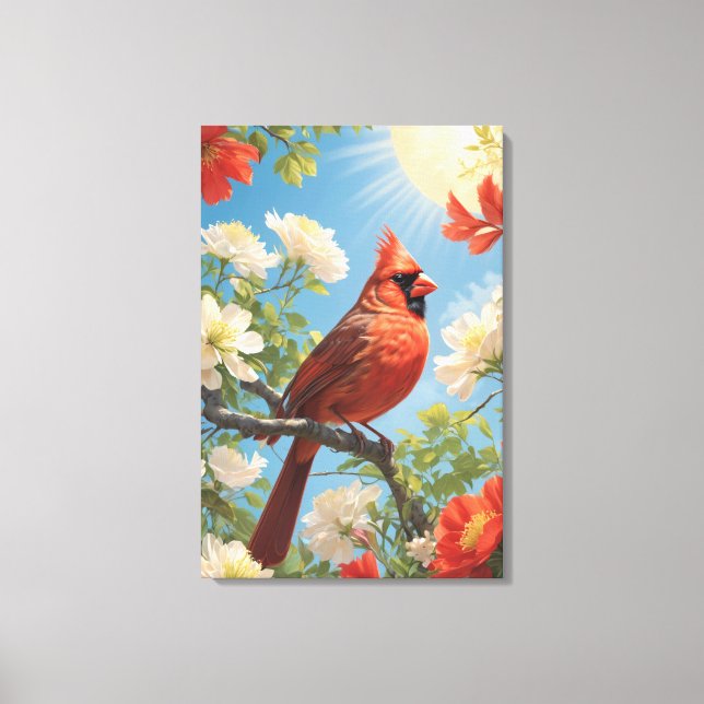 Red bird and sunshine  canvas print (Front)