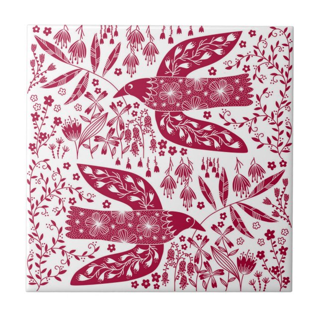 Red Bird Art Tile (Front)