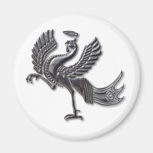 Red Bird blk glass Magnet