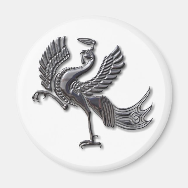 Red Bird blk glass Magnet (Front)