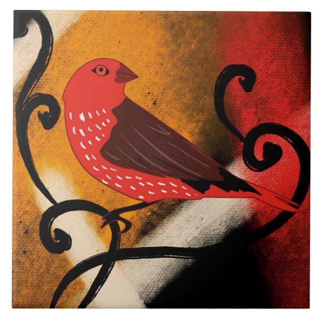 Red Bird Ceramic Tile  (Front)