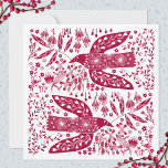 Red Bird Christmas Card<br><div class="desc">Red and white doves for wishes of peace and hope at Christmas.  Personalize by changing the name and text on the back. Original art by Nic Squirrell.</div>