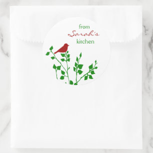 Red Bird Christmas Custom Baking Stickers