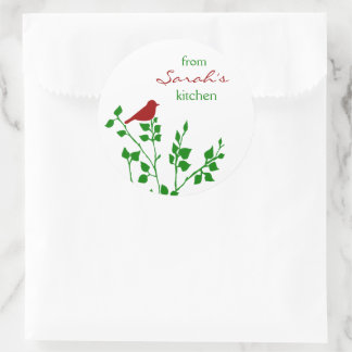 Red Bird Christmas Custom Baking Stickers