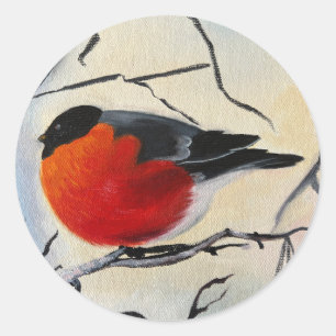 Red bird  classic round sticker
