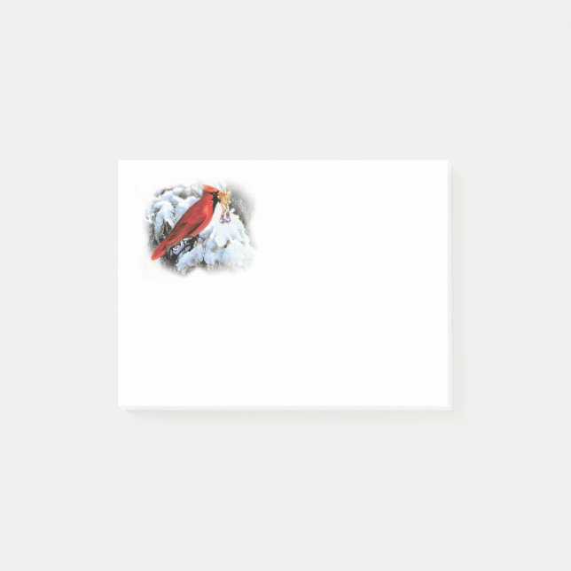 red bird in snow post-it notes (Front)