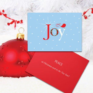 Red Bird Joy Snow Holiday Card