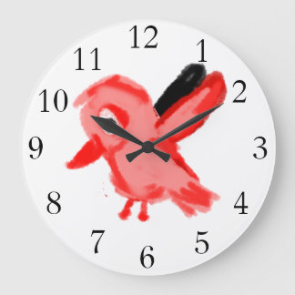 Red Bird Large Clock
