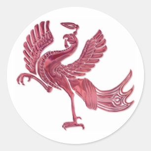 Red Bird red glass Classic Round Sticker