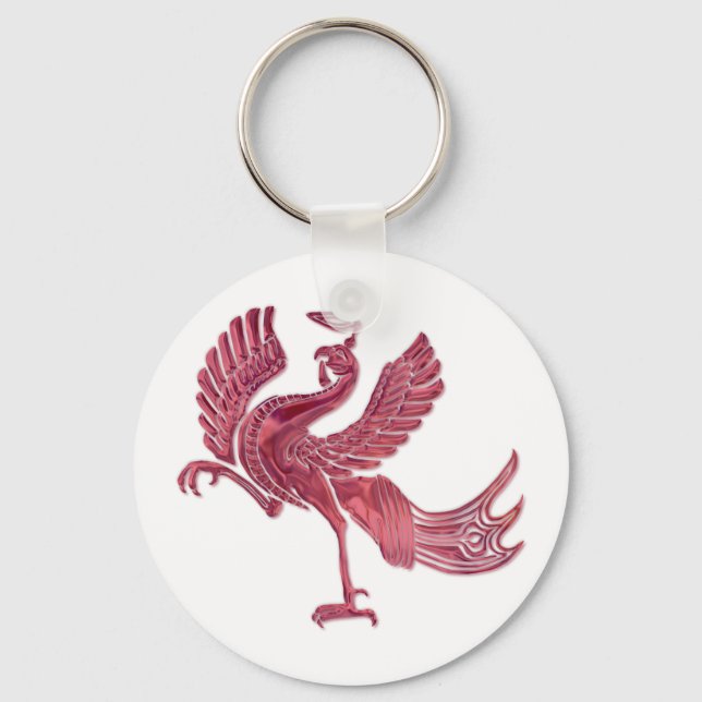 Red Bird red glass Keychain (Front)