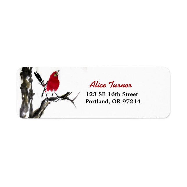 Red Bird Return Address Label (Front)