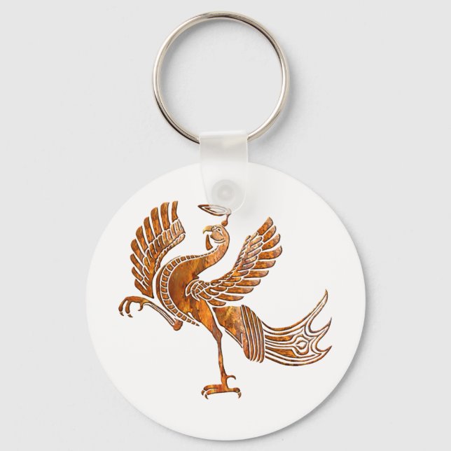 Red bird rust blk keychain (Front)