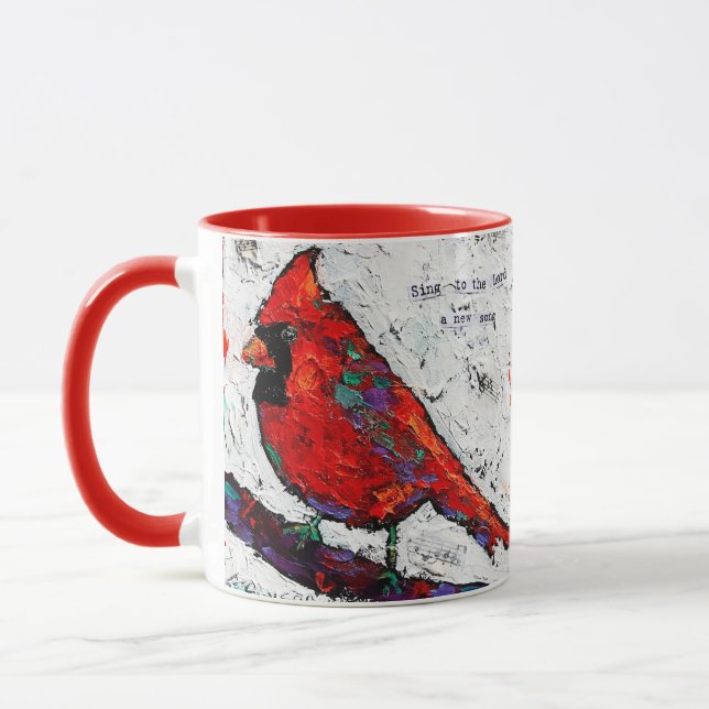 Red Bird scripture mug (Left)