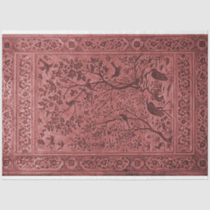 Red bird tapestry tissue paper chinoiserie