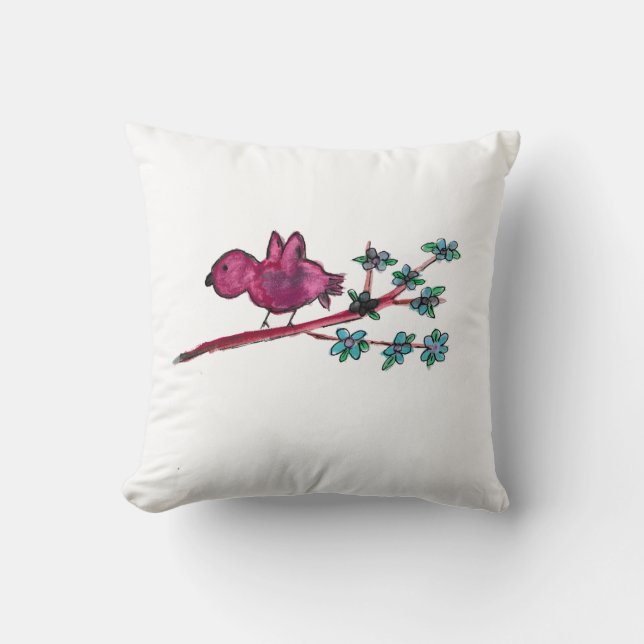 Red Bird Throw Pillow (Front)