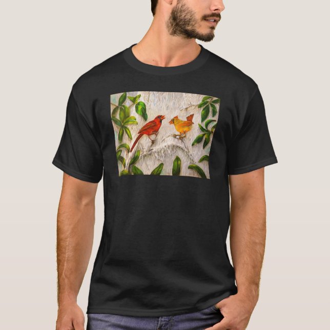 Red birds Cardinal birds T-Shirt (Front)