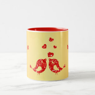 Red Birds Two-Tone Coffee Mug
