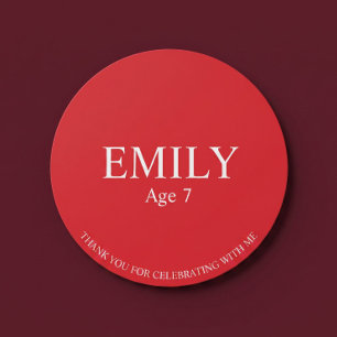 Red Birthday Party Favour Sticker