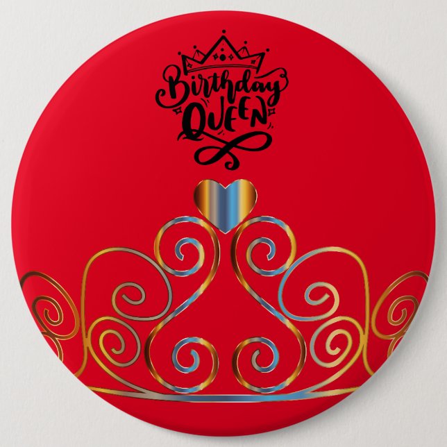 Red Birthday Queen Button (Front)