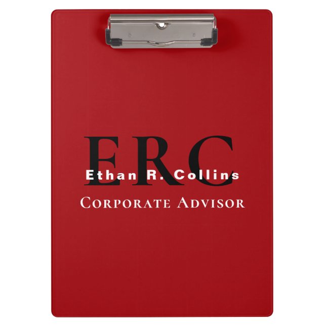 Red Black 3-Letter Logo Monogram clipboard (Front)