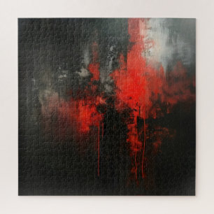 Red Black Abstract Art Jigsaw Puzzle