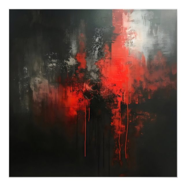 Red Black Abstract Art Photo Print (Front)