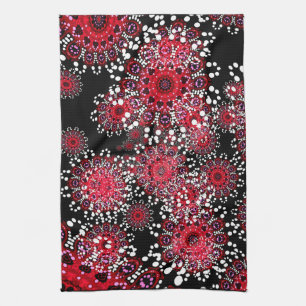 Red+Black Abstract Batik Art Tea Towel