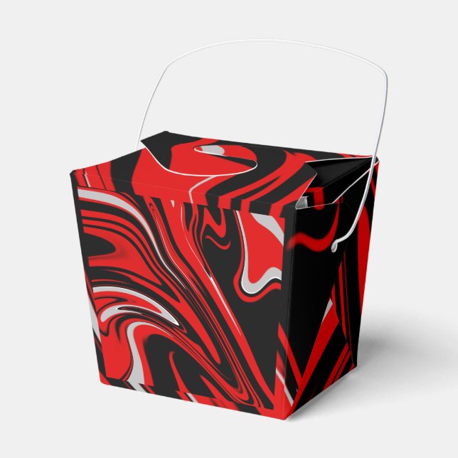 Red & Black Abstract Favor Box (Front Side)
