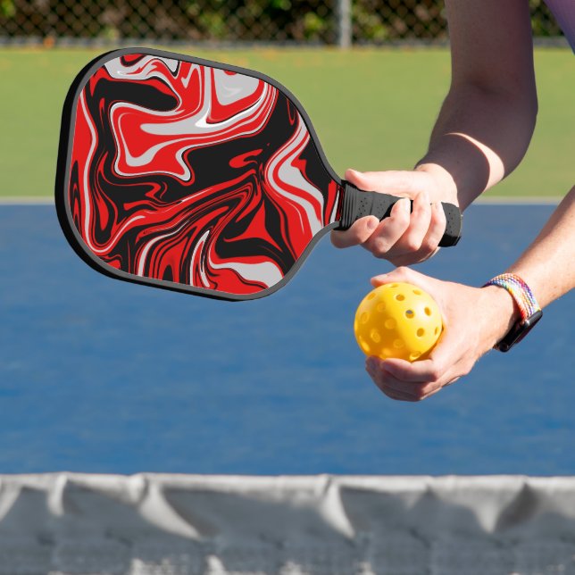 Red & Black Abstract  Pickleball Paddle (Insitu)