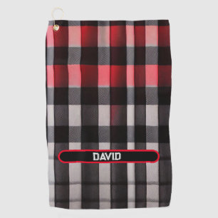 Red Black Abstract Plaid Modern Collection Golf Towel