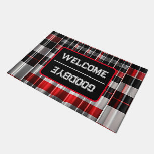 Red Black Abstract Plaid Popular Collection Doormat