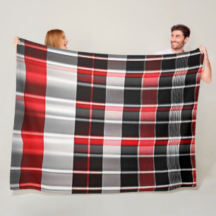 Red Black Abstract Plaid Popular Collection Fleece Blanket