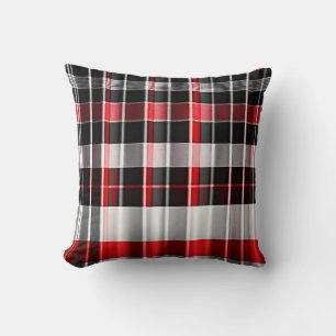Red Black Abstract Plaid Popular Collection Throw Pillow