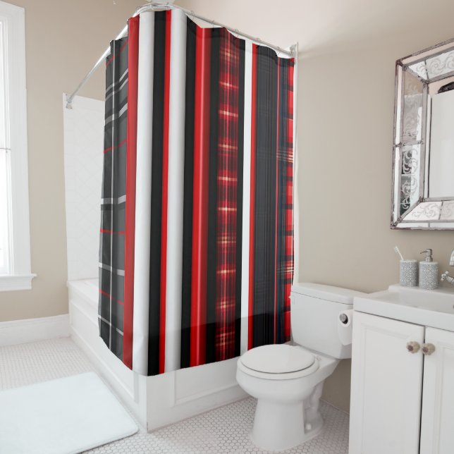 Red Black Abstract Plaid Trendy Collection (In Situ)
