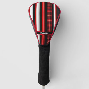 Red Black Abstract Plaid Trendy Collection Golf Head Cover