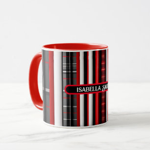 Red Black Abstract Plaid Trendy Collection Mug