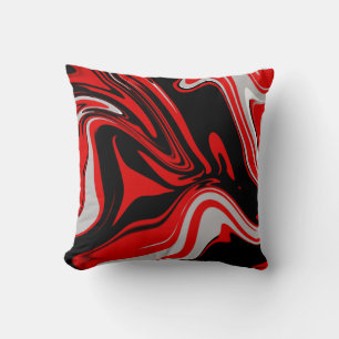 Red & Black Abstract Throw Pillow