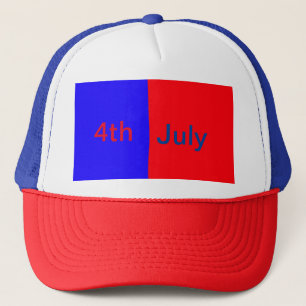 Red black American day 4th july add text simple Trucker Hat