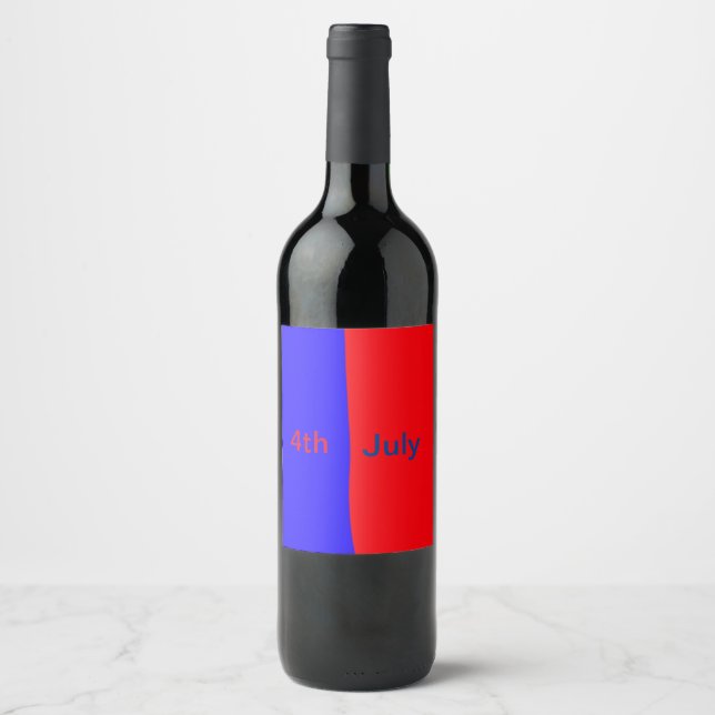 Red black American day 4th july add text simple  Wine Label (Front)