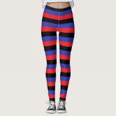 Vertical Red, Black and Green Stripes Leggings