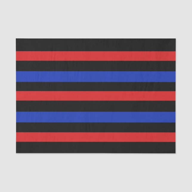 Red, Black and Blue Stripes Tissue Paper (Front)