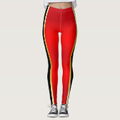 Red Black and Gold Aerobic Workout Leggings (Front)